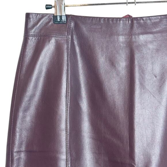 Brooks Brothers Leather Pencil Skirt Women’s Size 0 Burgundy Genuine Lined - Picture 4 of 16